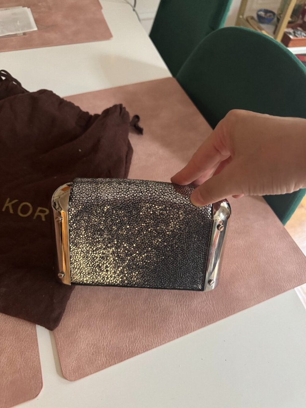Michael Kors Silver Rhinestone Evening Clutch